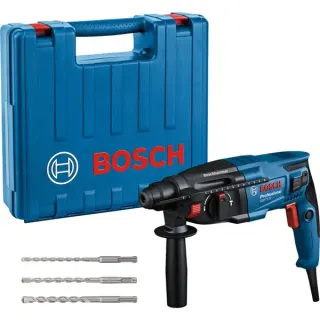 Bosch Professional Bohrhammer GBH 2-21 Professional, mit 3-teiligen Bohrer-Set (blau/schwarz, 720 Watt, Koffer)