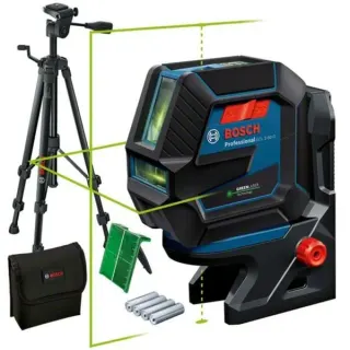 Bosch Professional Kombilaser GCL 2-50 G Professional, mit TRIPOD, Kreuzlinienlaser (blau/schwarz, grüne Laserlinien, mit Halterung RM10 Professional)