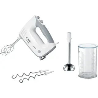 Bosch Home Handmixer ErgoMixx MFQ36470 (weiß/grau, 450 Watt, mit Mixfuß und Becher)