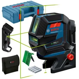 Bosch Professional Kombilaser GCL 2-50 G Professional, mit Deckenklemme, Kreuzlinienlaser (blau/schwarz, grüne Laserlinien, mit Halterung RM10 Professional)