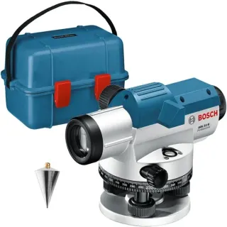 Bosch Professional Optisches Nivelliergerät GOL 32 G Professional (blau, Koffer, Maßeinheit 400 Gon)