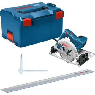 Bosch Professional Handkreissäge GKS 55+ GCE Professional (blau, 1.350 Watt, L-BOXX, Führungsschiene FSN 1400)