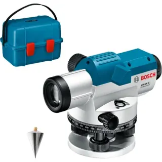 Bosch Professional Optisches Nivelliergerät GOL 26 G Professional, mit Baustativ (blau, Maßeinheit 400 Gon)