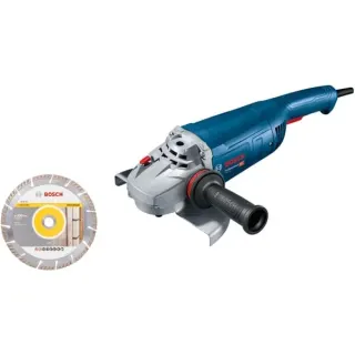 Bosch Professional Winkelschleifer GWS 22-230 J Professional (blau, 2.200 Watt, inkl. Diamanttrennscheibe)