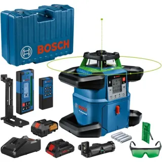 Bosch Professional Akku-Rotationslaser GRL 650 CVHG Professional, 18Volt, mit Halterung (blau, Akku ProCORE18V 4,0Ah, Koffer, grüne Laserlinie)
