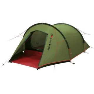 High Peak Tunnelzelt Kite 2 LW (grün/rot, mit Vorbau für Gepäck)