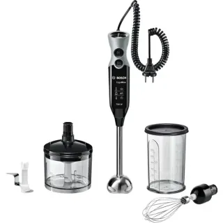 Bosch Home Stabmixer ErgoMixx MSM67170 (schwarz/grau, 750 Watt, mit Zerkleinerer und Schneebesen)