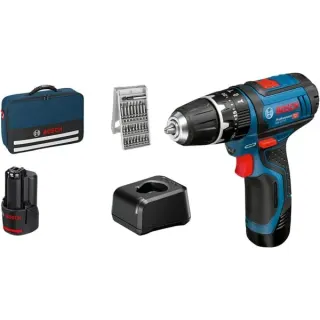 Bosch Professional Akku-Schlagbohrschrauber GSB 12V-15 Professional, 12 Volt (blau/schwarz, 2x Li-Ionen Akku 2,0Ah, 25 Bits)