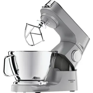 Kenwood Titanium Chef Baker Küchenmaschine KVC85.124SI (silber, 1.200 Watt, integrierte Waage, Timer, Patisserie-Set, Mixaufsatz)