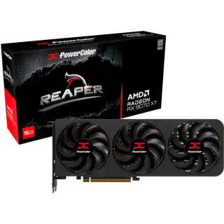 PowerColor Radeon RX 9070 XT Reaper 16GB, Grafikkarte (schwarz, RDNA4, GDDR6, 3x DisplayPort, 1x HDMI)