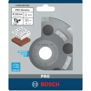 Bosch Professional PRO Abrasive Diamant-Topfscheibe, Ø 125mm, Schleifscheibe (Bohrung 22,23mm, für Beton- und Winkelschleifer)