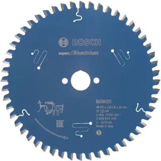 Bosch Professional Kreissägeblatt Expert for Aluminium, Ø 165mm, 52Z (Bohrung 20mm, für Handkreissägen)