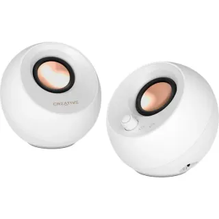 Creative Pebble Pro, PC-Lautsprecher (weiß, Klinke, USB-A/C, Bluetooth, Digitalverstärker, RGB-Beleuchtung)