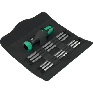 Wera Kraftform Kompakt Vario RA, Bit-Satz (schwarz/grün, 7-teilig, mit Ratschenfunktion)