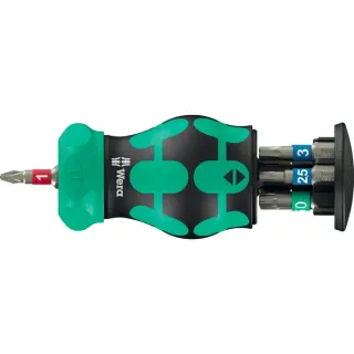 Wera Bicycle Set 5, 2025, Bit-Satz (schwarz/grün, 7-teilig, 1/4", mit Ratschenfunktion)