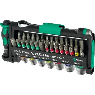 Wera Tool-Check PLUS Imperial 1, Bit-Satz (schwarz/grün, 39-teilig, zöllig, inkl. 1/4" Bit-Ratsche)