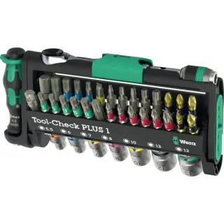 Wera Tool-Check PLUS 1, Bit-Satz (schwarz/grün, 39-teilig, inkl. 1/4" Bit-Ratsche)