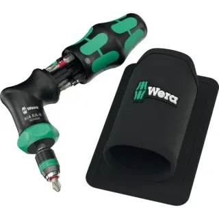 Wera Kraftform Kompakt Pistol RA-R 1, Bit-Satz (schwarz/grün, 7-teilig, 1/4", mit Ratschenfunktion und Rapidaptor Schnellwechselfutter)