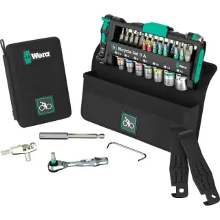 Wera Bicycle Set 3 A, 2025, Werkzeug-Set (schwarz/grün, 40-teilig, inkl. Umschalt-Bitknarre, 1/4")