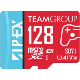 Team Group APEX SD7.1 128 GB SDXC, Speicherkarte (rot/blau, MicroSD Express)