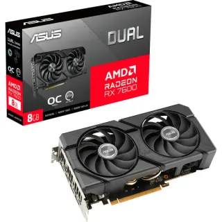 ASUS Radeon RX 7600 DUAL EVO OC, Grafikkarte (schwarz, RDNA 3, GDDR6, 3x DisplayPort, 1x HDMI 2.1)