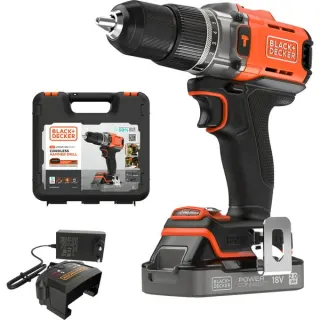 BLACK+DECKER POWERCONNECT Akku-Schlagbohrschrauber BCD383D1XK, 18Volt (orange/schwarz, Li-Ionen Akku 2,0Ah, Koffer)