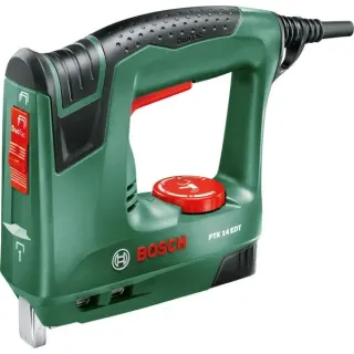 Bosch Heimwerken & Garten Elektrotacker PTK 14 EDT (grün, inkl. 1.000 Klammern (Typ 53, Länge 10mm), Retail)