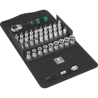 Wera Zyklop Speed Knarrensatz 8100 SA All-in, 1/4", 42-teilig, Werkzeug-Set (schwarz/grün, mit schwenkbarem Kopf, mit Haltefunktion)