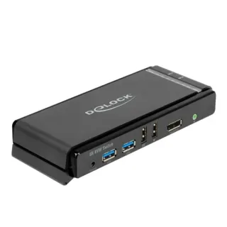DeLOCK DisplayPort 1.4 KVM Switch, 8K 60Hz, USB 3.2 Gen 1, Audio, KVM-Switch (grau/schwarz)