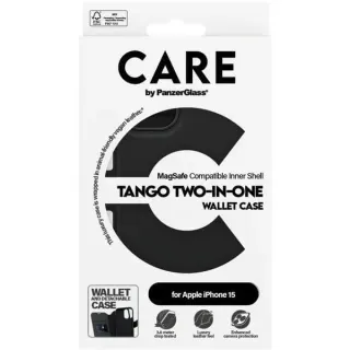 PanzerGlass Tango Two-in-One Case, Handyhülle (schwarz, iPhone 15, MagSafe)