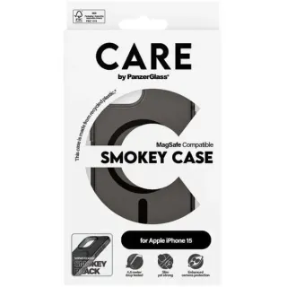 PanzerGlass Urban Combat Smokey Case, Handyhülle (schwarz, iPhone 15, MagSafe)