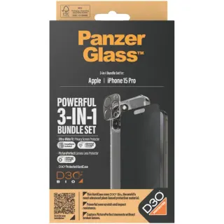PanzerGlass Privacy 3-in-1 Set, Sets (transparent/schwarz, iPhone 15 Pro)