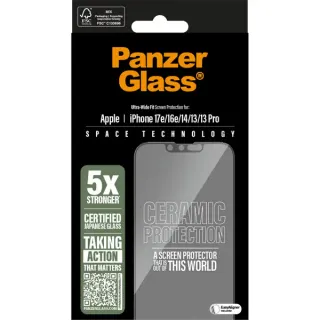 PanzerGlass Ceramic Displayschutz Ultra-Wide Fit, Schutzfolie (transparent, iPhone 16e, EasyAligner)