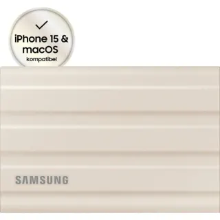Samsung Portable SSD T7 Shield 2 TB, Externe SSD (beige, USB-C 3.2 Gen 2 (10 Gbit/s), extern)