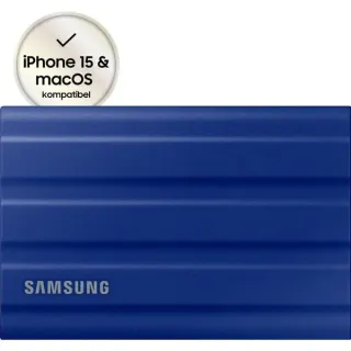 Samsung Portable SSD T7 Shield 2 TB, Externe SSD (blau, USB-C 3.2 Gen 2 (10 Gbit/s), extern)