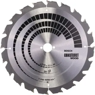 Bosch Professional PRO Construct Wood Kreissägeblatt, Ø 315mm, 20Z (Bohrung 30mm, für Tischkreissägen)