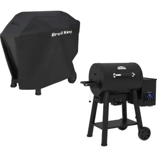 Broil King Crown Pellet Smoker 400 - BUNDLE (schwarz, iQue Smart Steuerung, inkl. Schutzhülle)