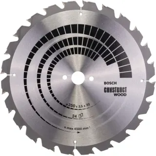 Bosch Professional PRO Construct Wood Kreissägeblatt, Ø 350mm, 24Z (Bohrung 30mm, für Tischkreissägen)