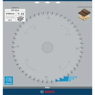 Bosch Professional PRO Construct Wood Kreissägeblatt, Ø 600mm, 40Z (Bohrung 30mm, für Tischkreissägen)