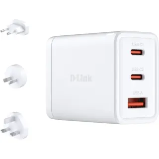 D-Link 65W GaN Ladegerät DCP-651, PD 3.0, QC 3.0 (weiß, 1x USB-A, 2x USB-C)