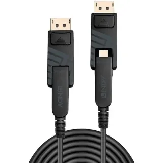 Lindy Fibre Optic Hybrid Mini DisplayPort 1.4 Kabel (schwarz, 20 Meter, mit abnehmbaren DisplayPort-Steckern)