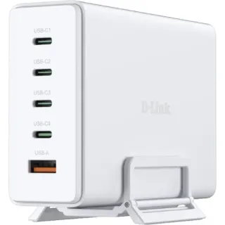D-Link 240W GaN Ladegerät DCF-241/E, PD 3.1, QC 4.0 (weiß, 1x USB-A, 4x USB-C)