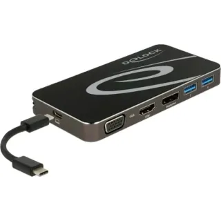 DeLOCK USB Type-C 3.2 Dockingstation (schwarz, 4K HDMI + DP, VGA, USB Hub und PD 3.0)
