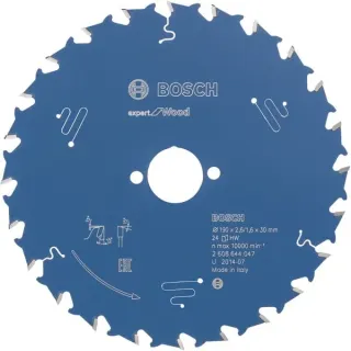 Bosch Professional EXPERT Wood Kreissägeblatt, Ø 190mm, 24Z (Bohrung 20mm, für Handkreissägen)