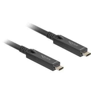 DeLOCK Aktives Optisches USB-C 8K Video + Daten + PD Kabel (schwarz, 10 Meter, PD 60 Watt)