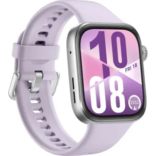 Huawei Watch Fit 4 (Seiya-B19F), Smartwatch (silber, violettes Fluorelastomer-Armband)
