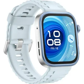 Huawei Watch Fit 4 Pro (Seiya-B29F), Smartwatch (silber, blaues Fluorelastomer-Armband)