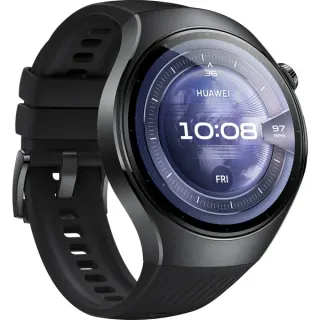 Huawei Watch 5 46mm (Rates-L19F), Smartwatch (schwarz, Fluoroelastomer-Armband in schwarz, Gehäuse aus Edelstahl)