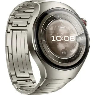 Huawei Watch 5 46mm (Rates-L29M), Smartwatch (silber, Titan-Armband, Gehäuse aus Titanium)