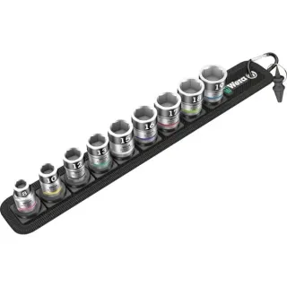 Wera Zyklop Steckschlüsseleinsatz-Satz Belt B1, 3/8", 10-teilig (schwarz/silber, mit Haltefunktion)